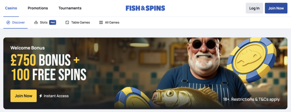 Fish & Spins credit card casino.